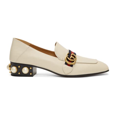 gucci white peyton pearl loafer heels|women's gucci loafers.